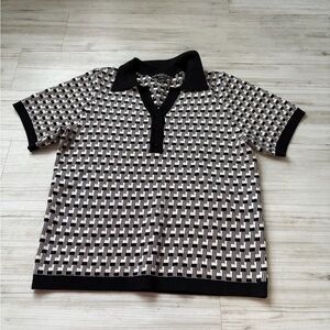 Adrianna Papell Black and White Geometric Top